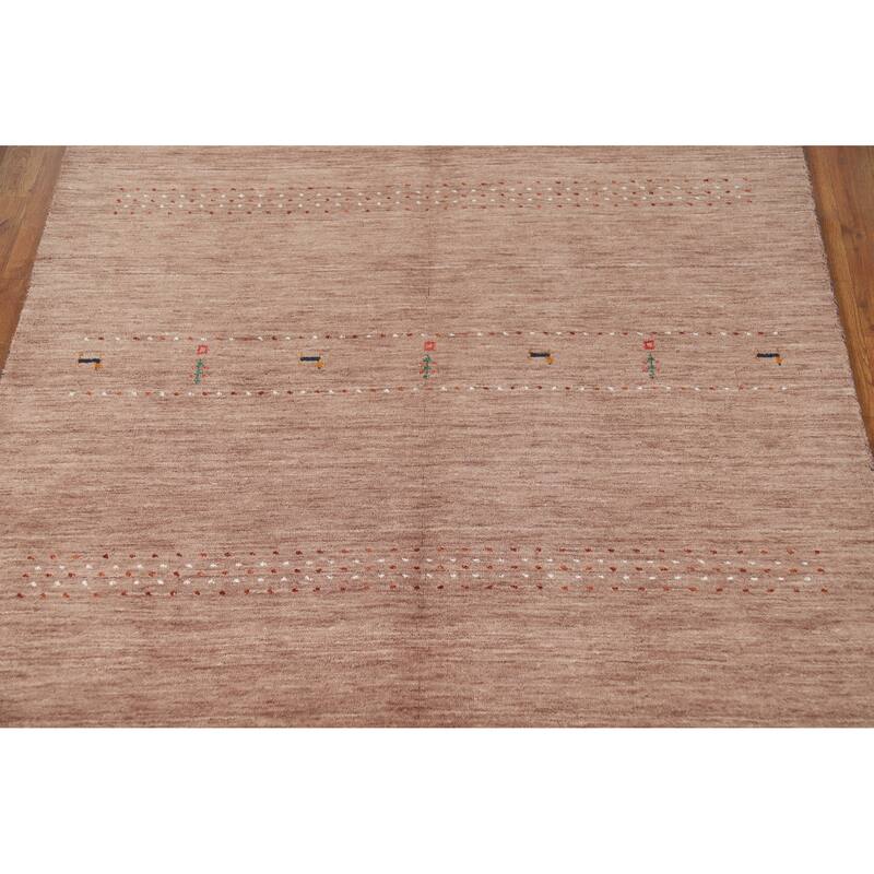 Hand Knotted Oriental 100% Wool Carpet Tribal Animal Pictorial Brown Gabbeh Area Rug - 7' 10'' X 5' 2''