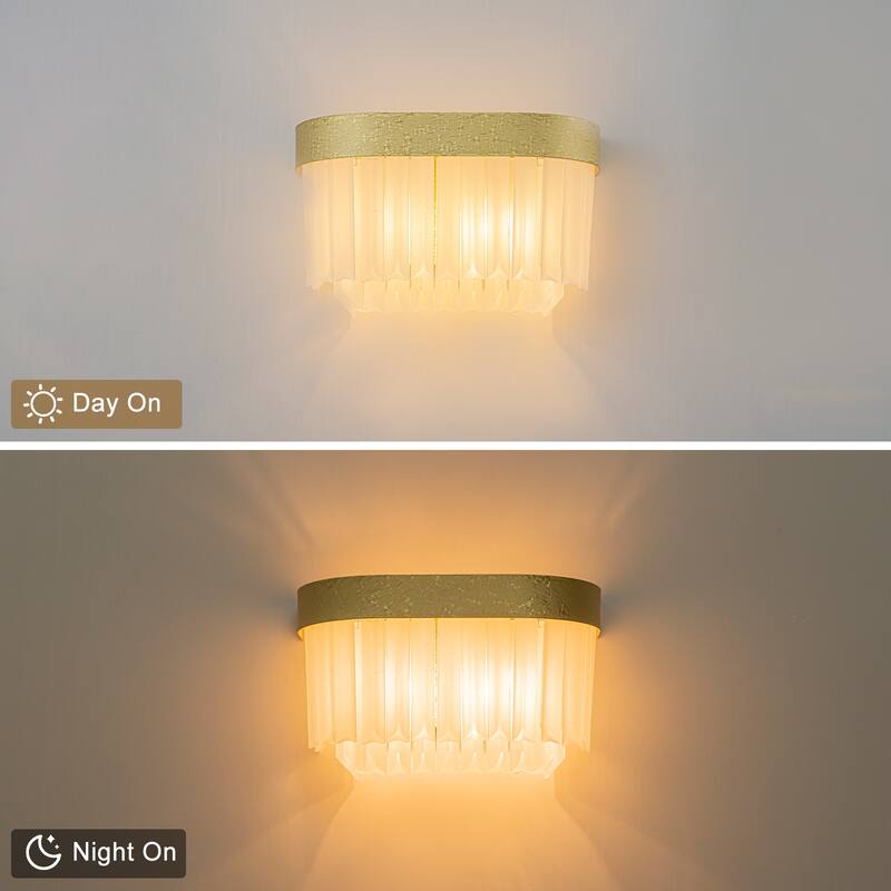 2-Light Wall Sconce with Frosted Triangular Glass Shade Modern Design