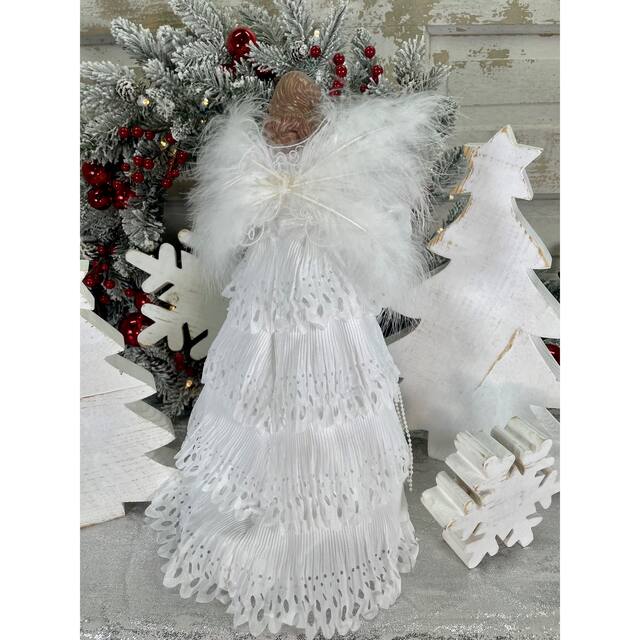 Santa's Workshop White Lace Angel Tree Topper 16" - 16