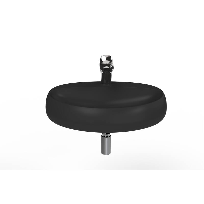 Rosaria 24" Matte Black Porcelain Wall Mounted Bathroom Sink
