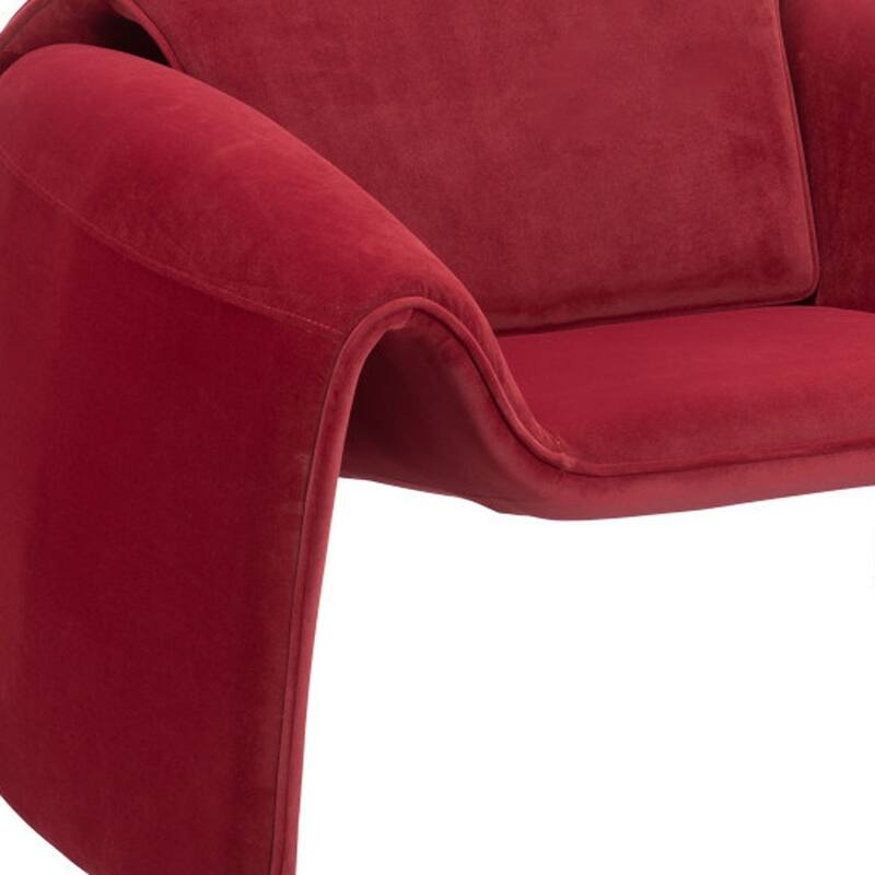 HomeRoots 40" Red Velvet Contemporary Arm Chair - 40.00 in. x 25.60 in. x 32.00 in.