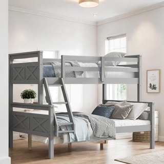 Twin over Full Bunk Bed with ladder, Safety Guardrail - Bed Bath ...
