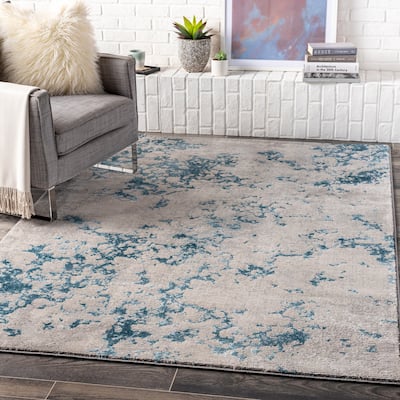 Artistic Weavers Perig Gray & Blue Abstract Contemporary Area Rug