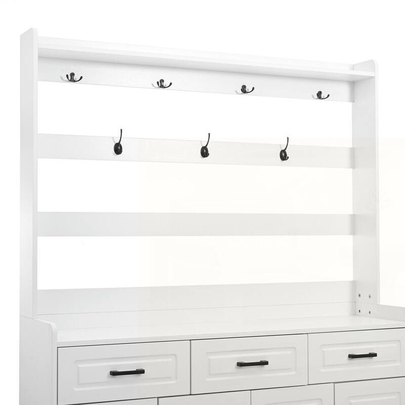 Four-Door Shoe Cabinet with Coat Rack