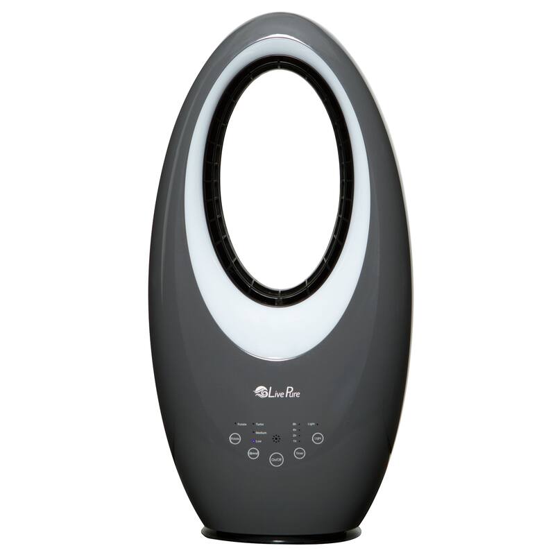 LivePure Bladeless Auto-Duster, Oscillating Fan w/Filter, Air Circulator - Grey