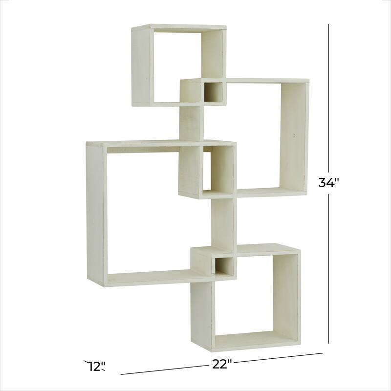 White Fir Contemporary Wall Shelf - 12 x 22 x 34