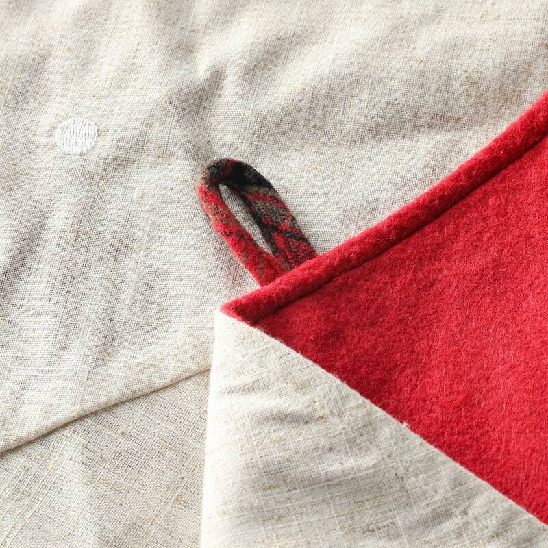 Glitzhome Dachshund Fabric Plaid Merry Christmas Stocking or Tree Skirt