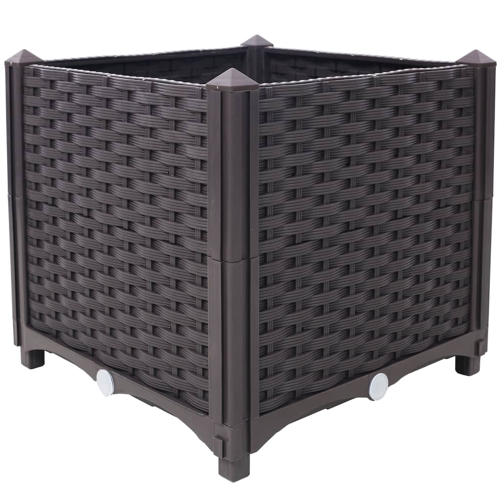 Modern Minimalist Garden Bed with Automatic Watering System 1 Drainage Hole Panel, for Vegetable Flower Herb Outdoor - 8' x 10'