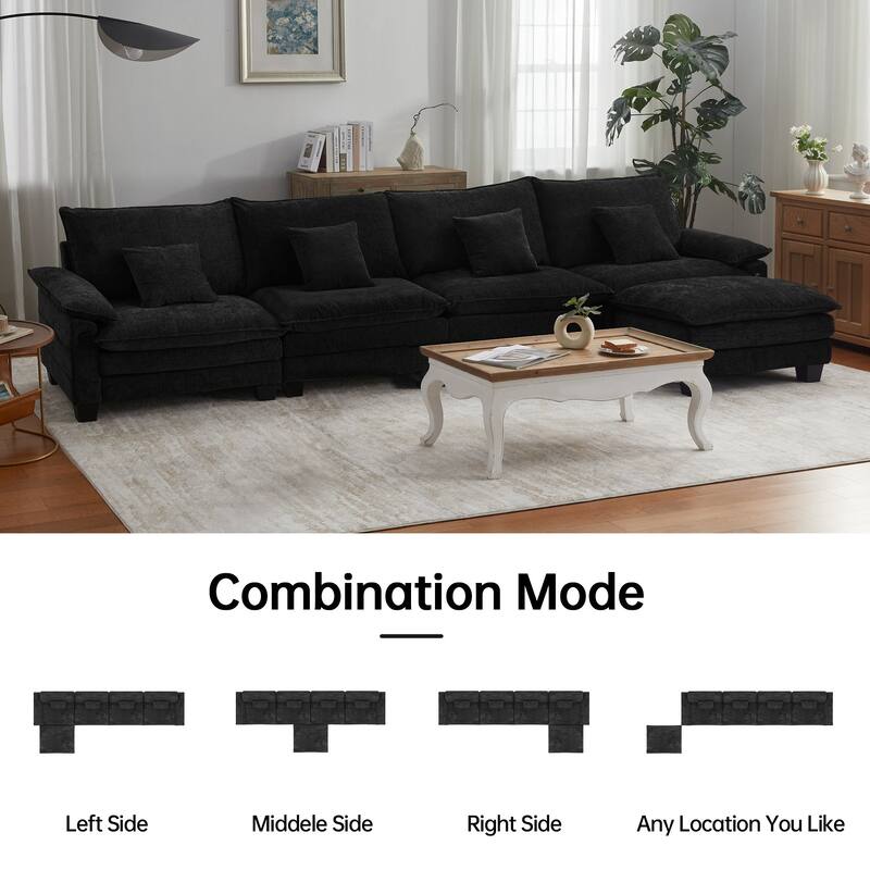5 Seat Modular Sofa Sleeper Couch Set Convertible L Shaped Sofa Couch for Living Room