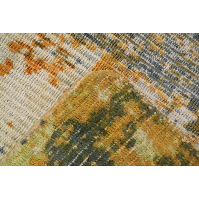 Hand Knotted Oriental Viscose Silk Carpet Modern All-Over Multi-Colored Abstract Area Rug - 8' 0'' X 5' 1''