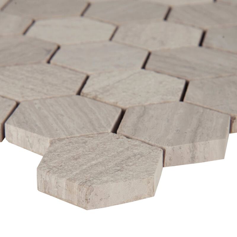 Ackland AKM-S-2X2HCH-CA 12" x 12" Marble Geometric Mosaic Tile - - Tivoli Sand