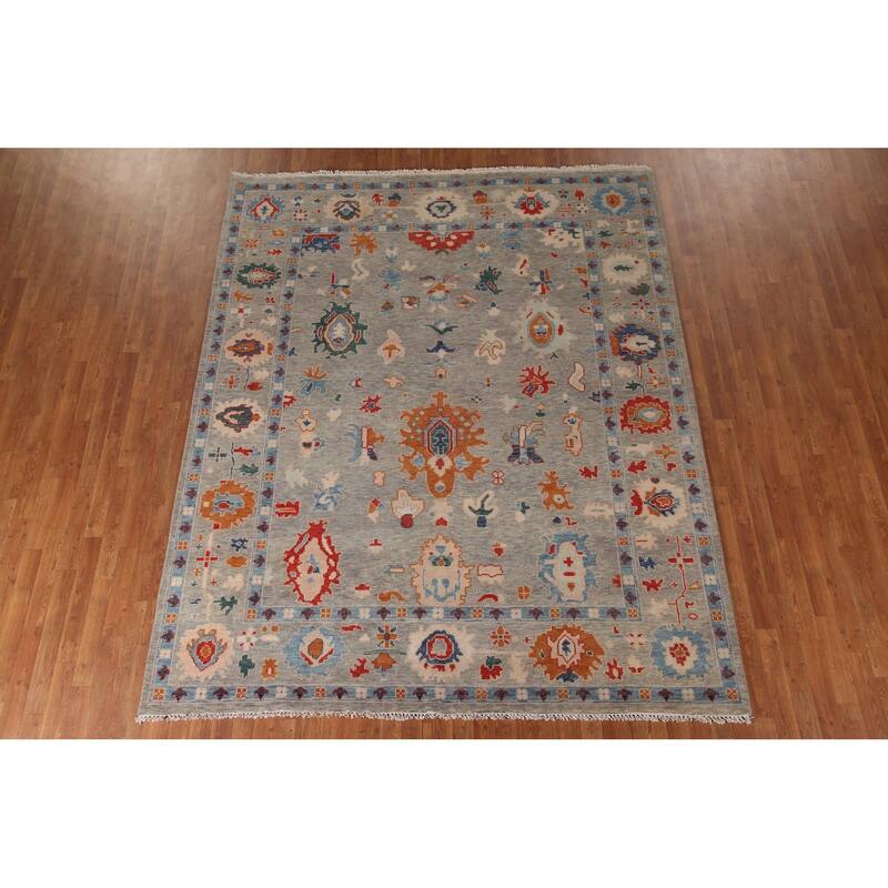 All-Over Oushak Area Rug Wool Carpet - 7'11"x 9'9"