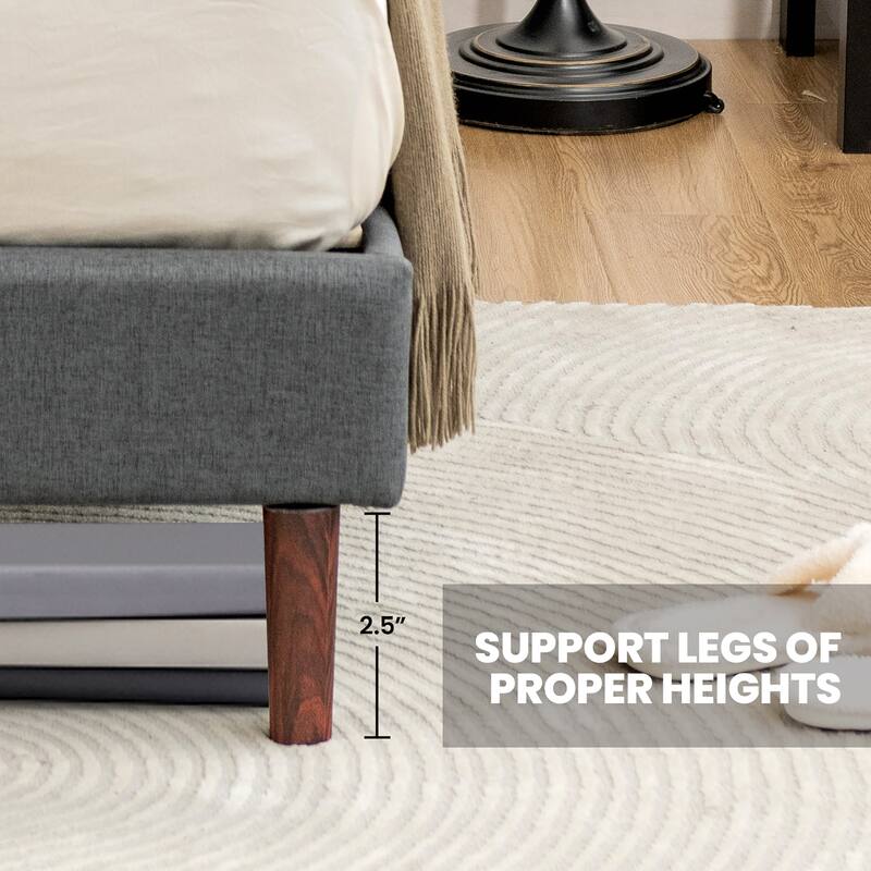 Costway Upholstered Bed Frame Adjustable Diamond Button Headboard