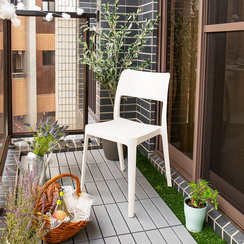 La Vie Resin Stackable All Weather Armless Chair, Set of 2