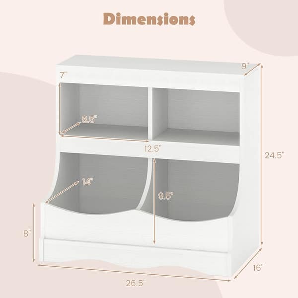 dimension image slide 0 of 3, Costway Toy Storage Organizer for Toys & Books 4-Cubby Kids Bookcase - See Details