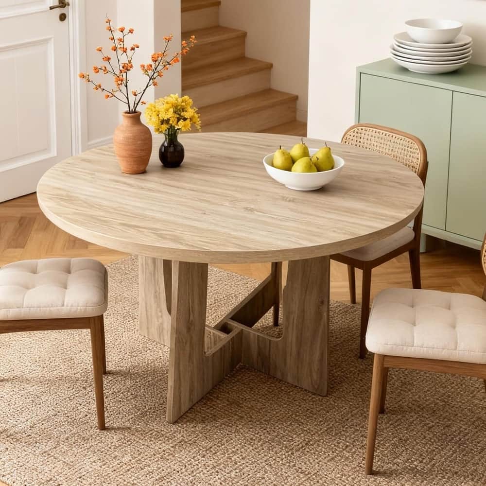 43.3" Kitchen Round Dining Table for Dining Room, Kitchen, Apartment Small Spaces (Only Table)