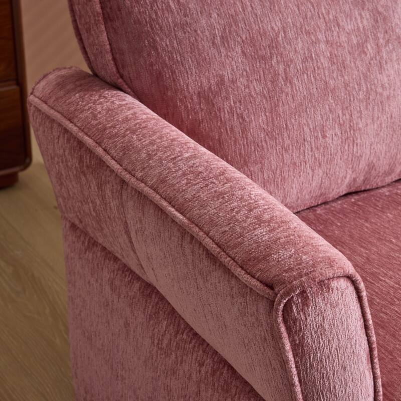 Chenille Loveseat With Floral Arms For Living Room