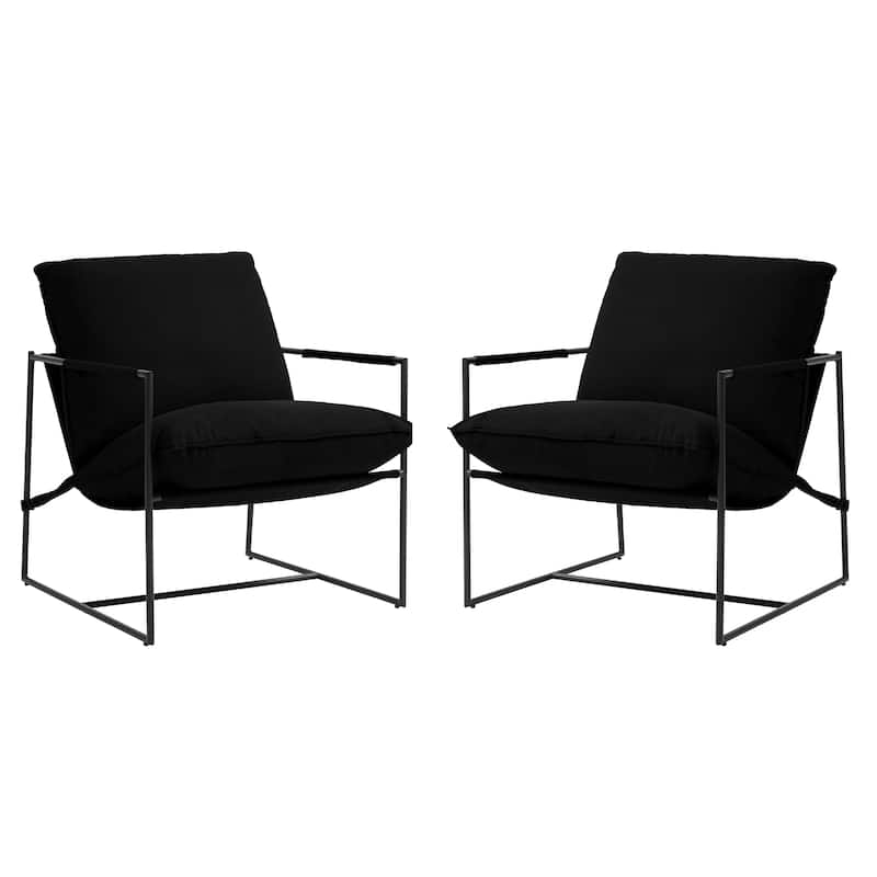 Metal Framed Armchair Sling Accent Chair Set of 2