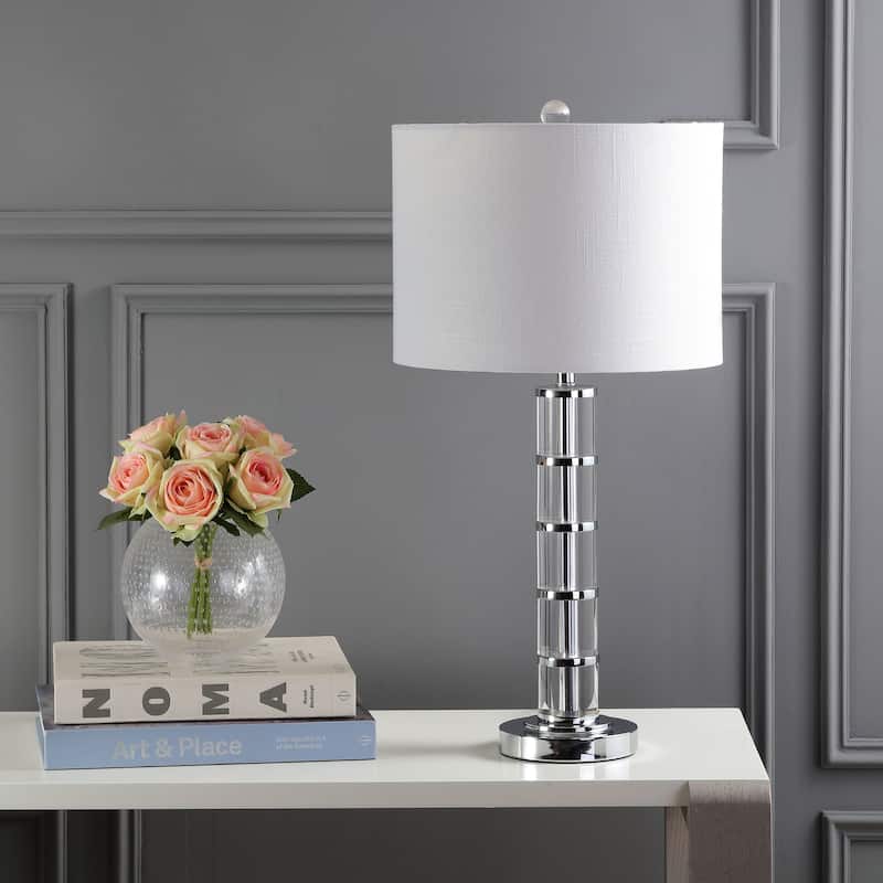 June 26" Crystal LED Table Lamp, Clear/Chrome by JONATHAN Y