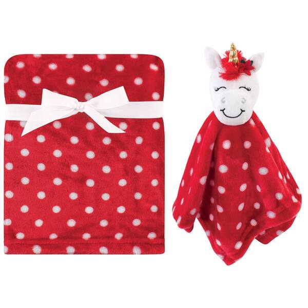 slide 1 of 1, Hudson Baby Infant Plush Blanket with Security Blanket, Christmas Unicorn, One Size - Christmas Unicorn - One Size One Size - Christmas Unicorn