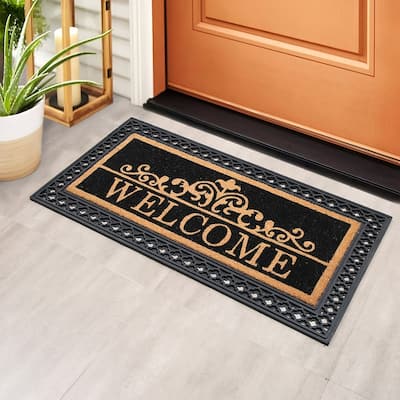 Chesapeake Coir Rubber Natural Black Non-Slip Doormat (22" x 47")