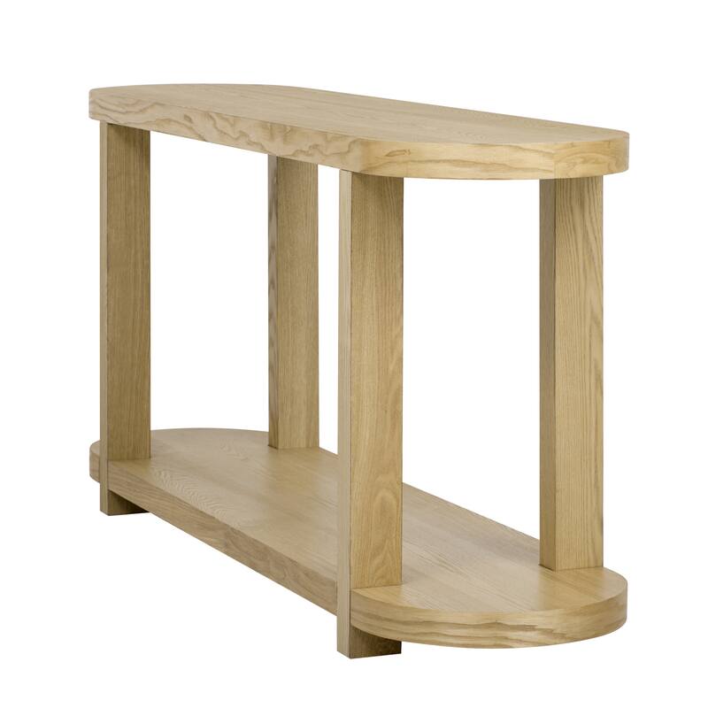 63" Oval Console Table with Ash Veneer, Sleek Design