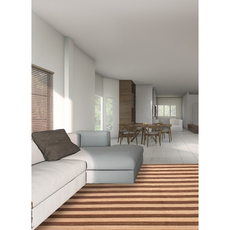 ECARPETGALLERY Flat-Weave Boho Brown, Khaki Wool Kilim - 13'3 x 13'0