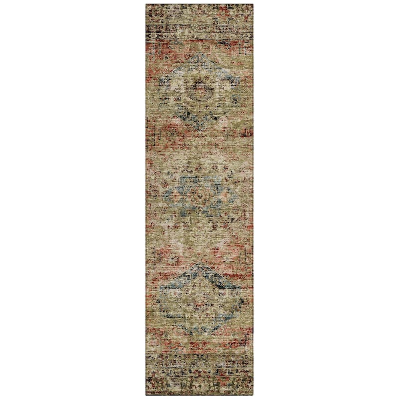 Machine Washable Indoor/Outdoor Vintage Traditional Chantille Rug