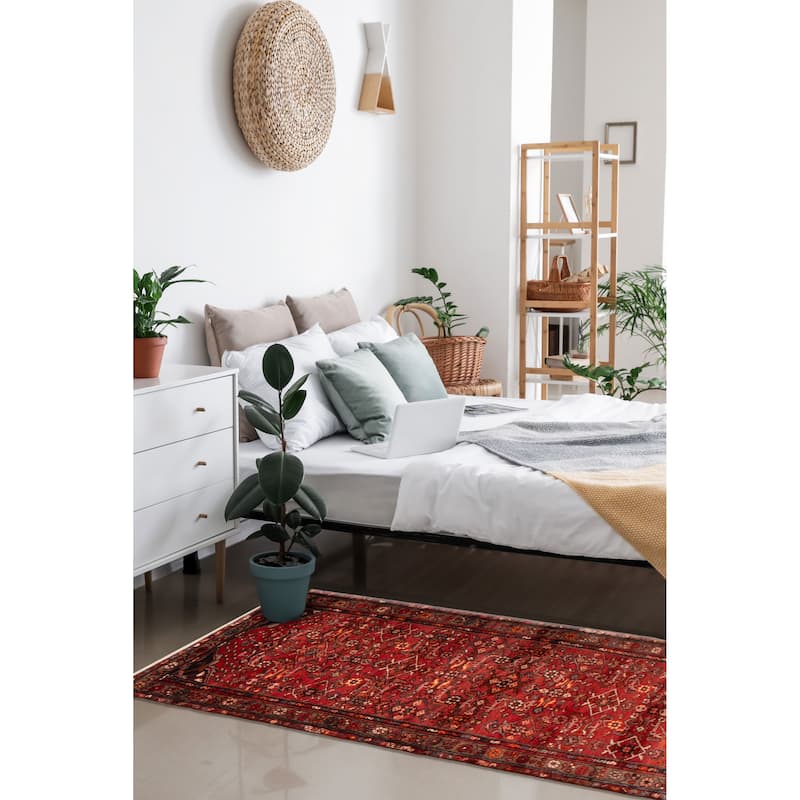 ECARPETGALLERY Hand-knotted Andelz Red Wool Rug - 3'3 x 9'6