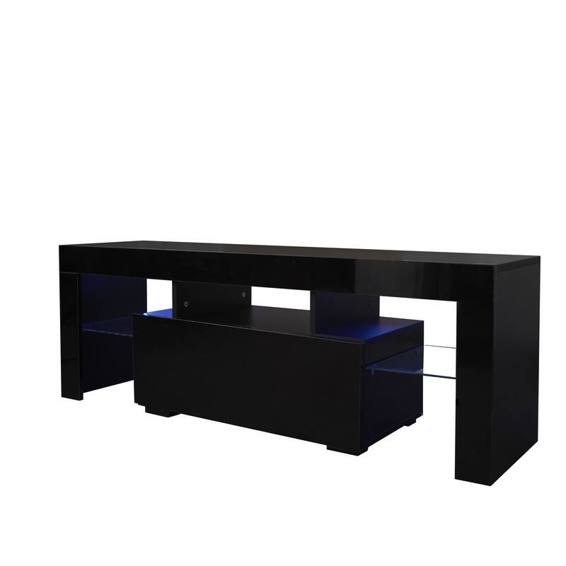 Entertainment TV Stand, Large TV Stand TV Base Stand with LED Light TV Cabinet