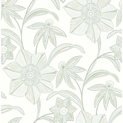 A-Street Prints Star Flower Light Green Floral Trail Wallpaper