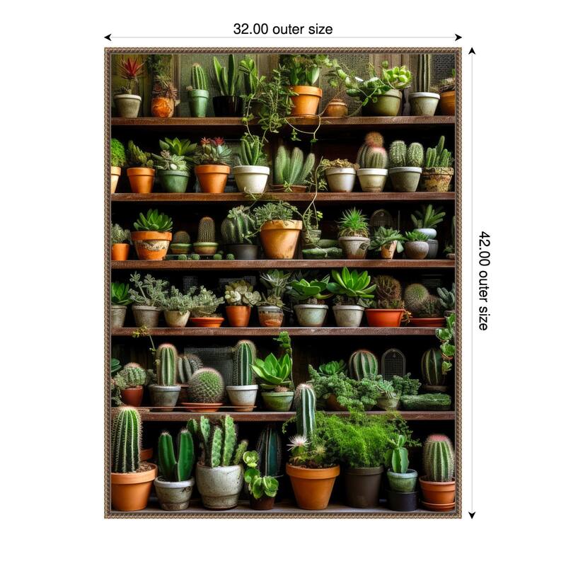 Assorted Succulents 2 by Justyna Jaszke Framed Canvas Wall Art Print - Sylvie Beaded Gold - 32 x 42 in