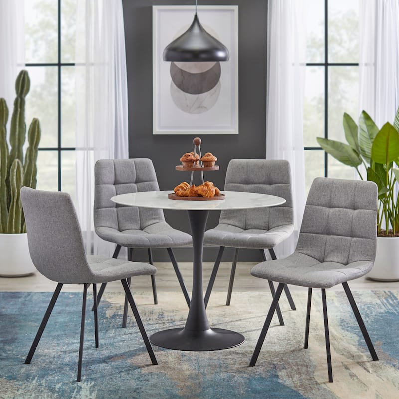 Simple Living Rho Faux Marble/ Glass Pedestal Dining Table