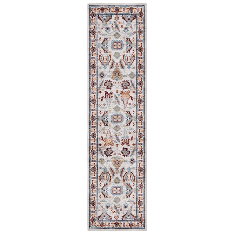 SAFAVIEH Bayside Machine Washable Dameliya Oriental Rug - 2'2" x 8' Runner - Beige/Blue