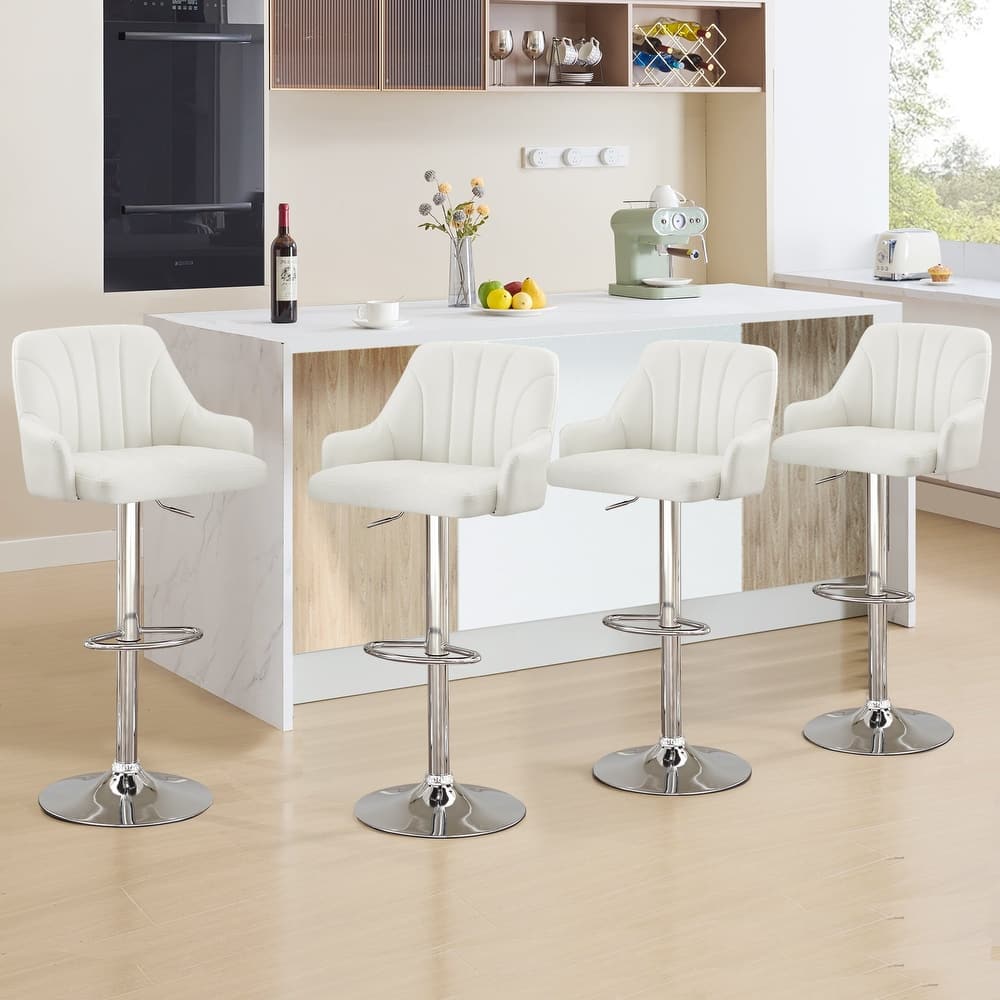 Barstools Set of 4, Counter Height Bar Stools Adjustable Stools with Back and Arm Kitchen Island Stools Swivel Bar Chairs