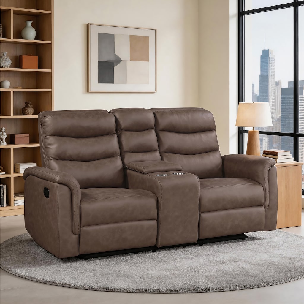 Vero 73" Microfiber Manual Double Glider Reclining 2-Seater Loveseat