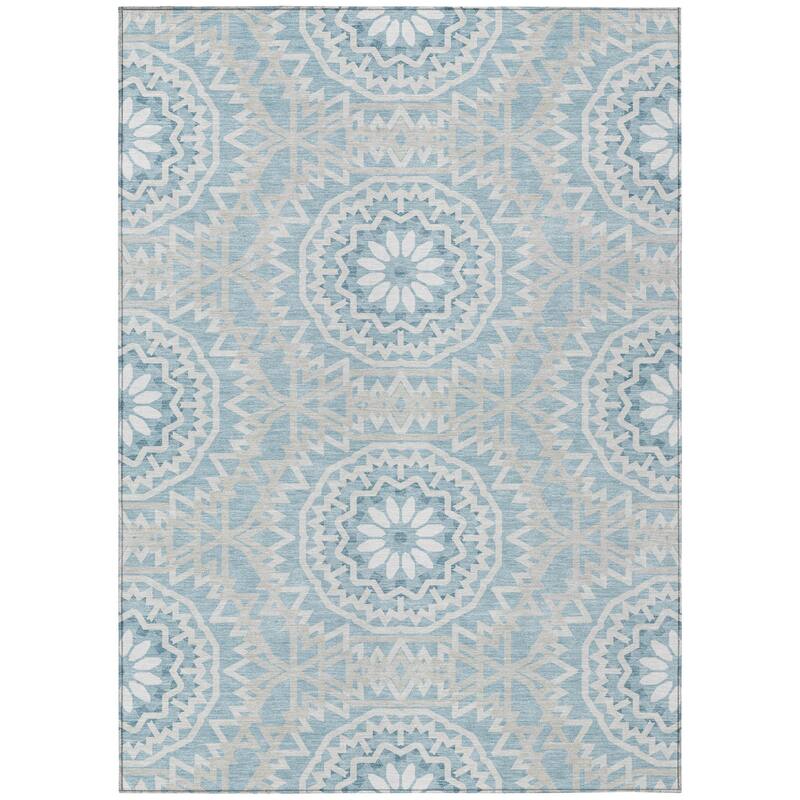 HomeRoots Floral Medallion Transitional Rectangle Outdoor Rug