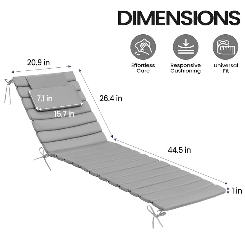 Pellebant Outdoor Chaise Lounge Cushions Patio Lounger Pad with Straps