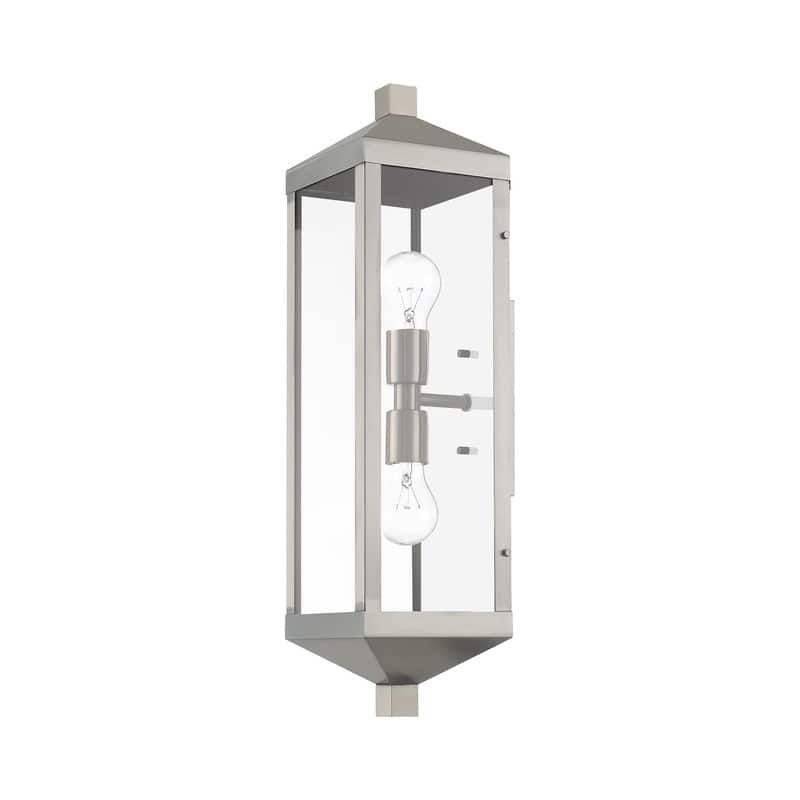 Livex Lighting 2-light Brushed Nickel Outdoor Wall Lantern, 20583-91 - 6.25" W. x 24" H x 7" Ext.