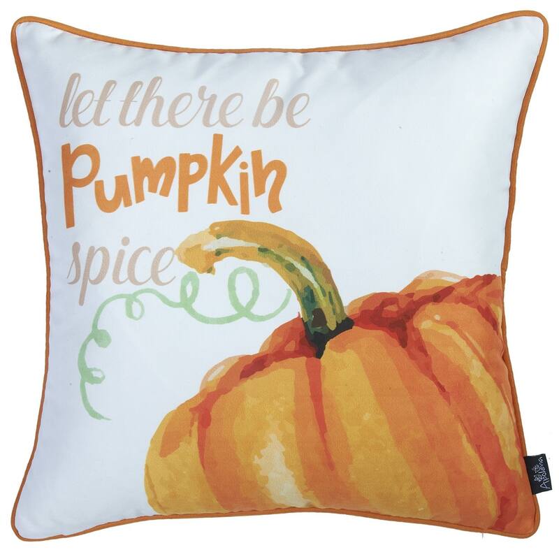 HomeRoots Set Of Four 18" Orange And White Pumpkin Spice Throw Pillow Covers