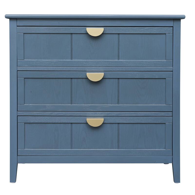 American Style 3-Drawer Vertical Chest Cabinet with Golden Handle for bedroom, living room