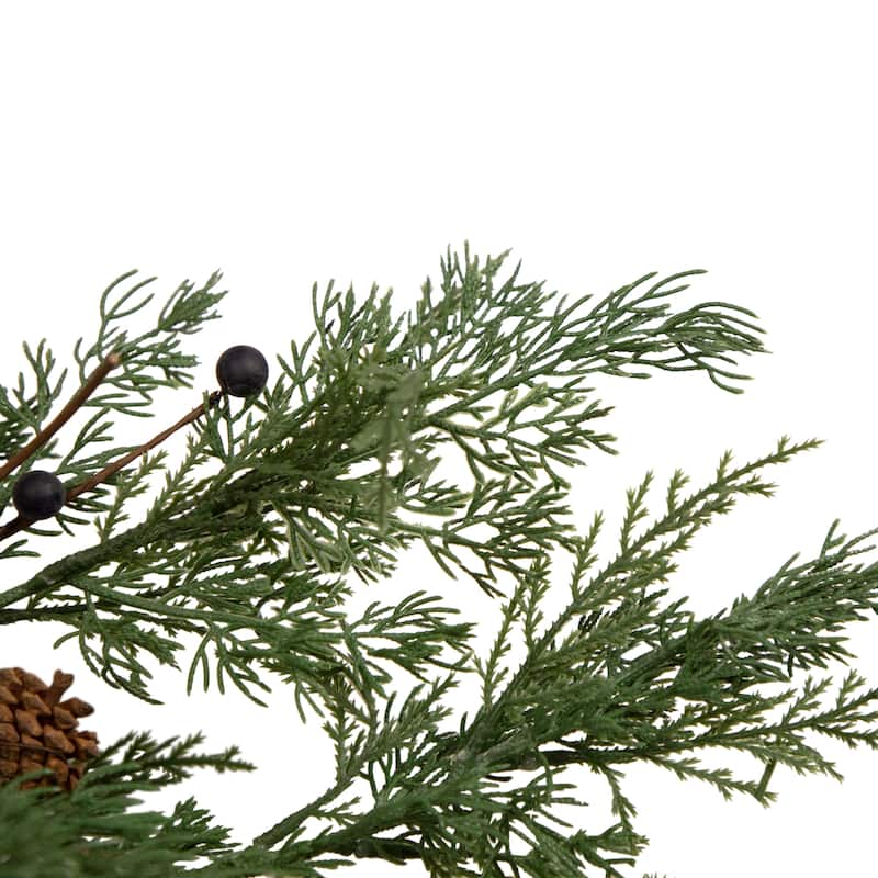 5' x 10" Pine and Blueberry Christmas Garland with Pinecones Unlit