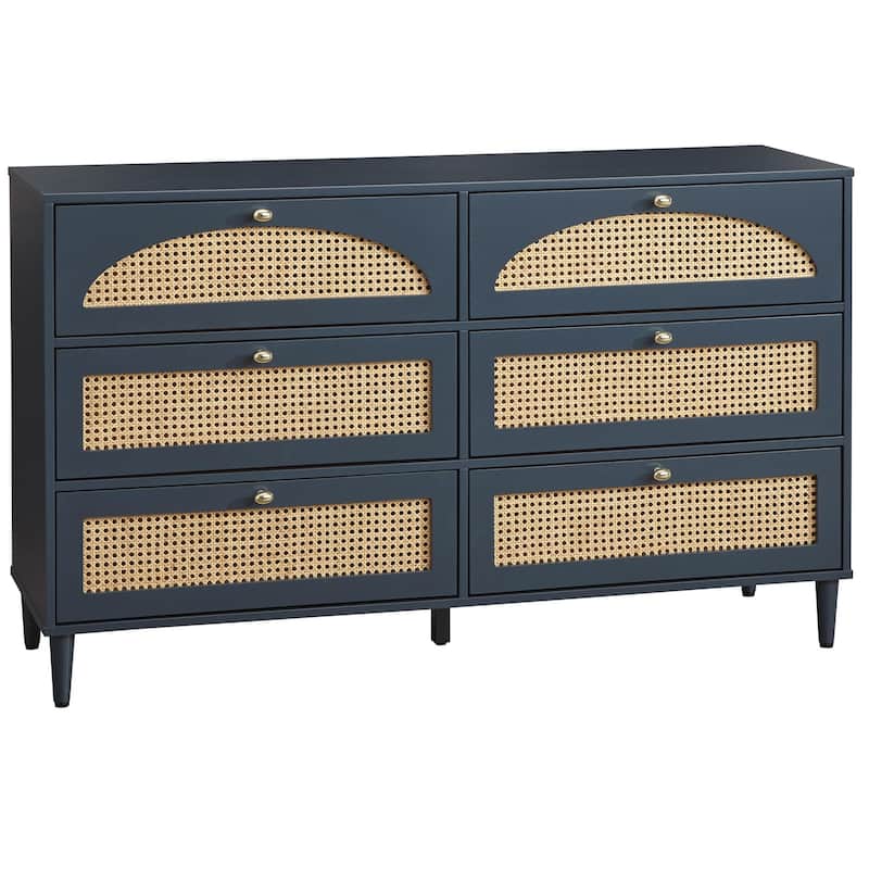 Lifestorey Taylor 6-Drawer Dresser with Natural Cane