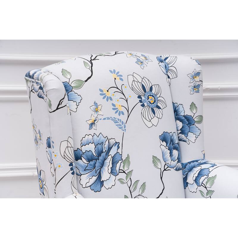 Upholstered Trim Wingback Armchair with Nailhead Trim