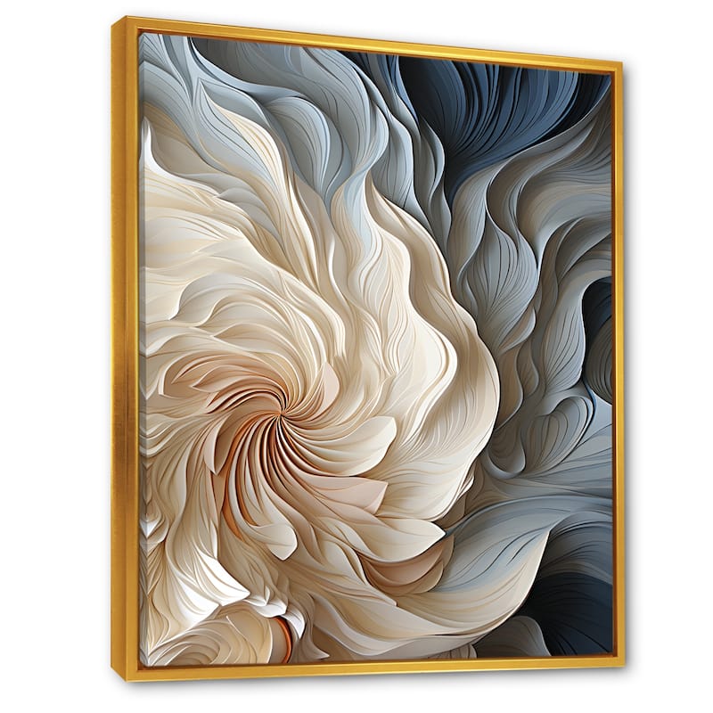 Designart "White And Blue Feather Spiral II" Abstract Geometric Blue Wall Decor - Modern Entryway Framed Wall Art