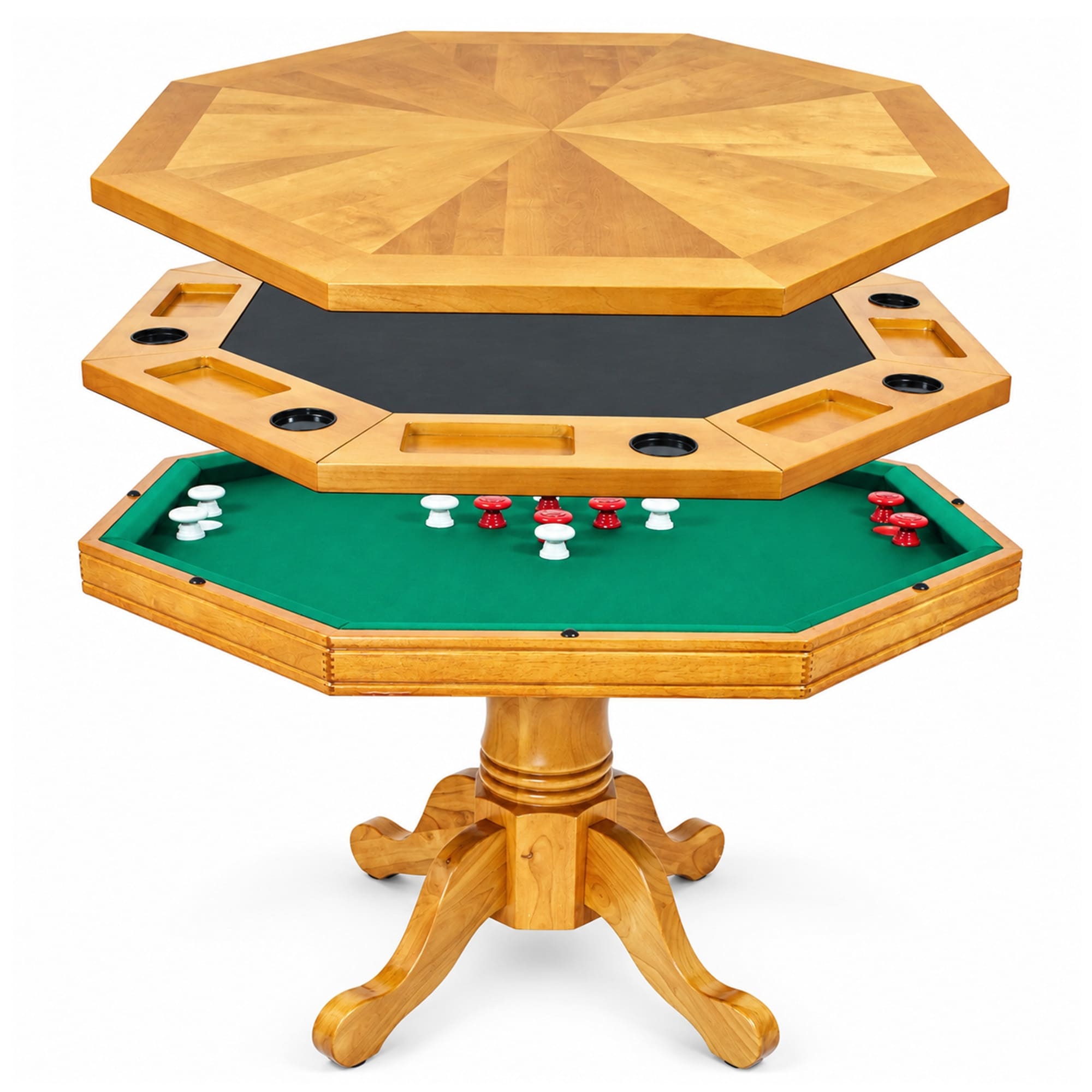 Hathaway Kingston 3-in-1 Octagon Poker Table with Dining & Bumper Pool - 48-in diameter x 31-in H
