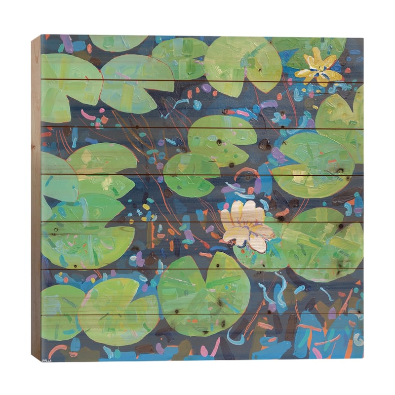 Tasman Lily Pond XLIX Print On Wood by Joseph Villanueva - Multi-Color - 26x26x1.5