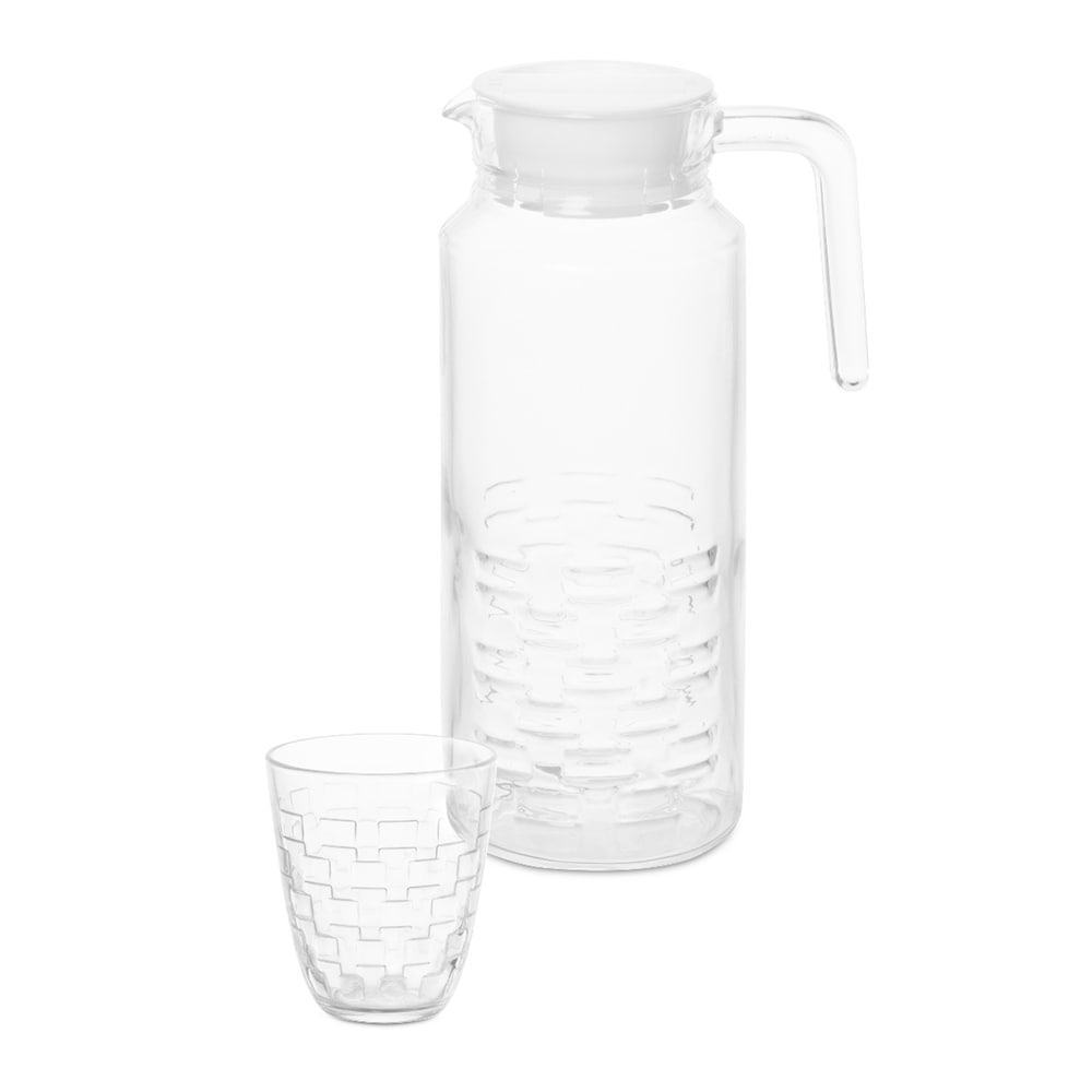 https://ak1.ostkcdn.com/images/products/is/images/direct/05373c425ae89556cfb2c991ccf6bd697e88a522/Luminarc-CHEQS-1.4-Qt-Pitcher-%26-Glass-Set-for-6.jpg
