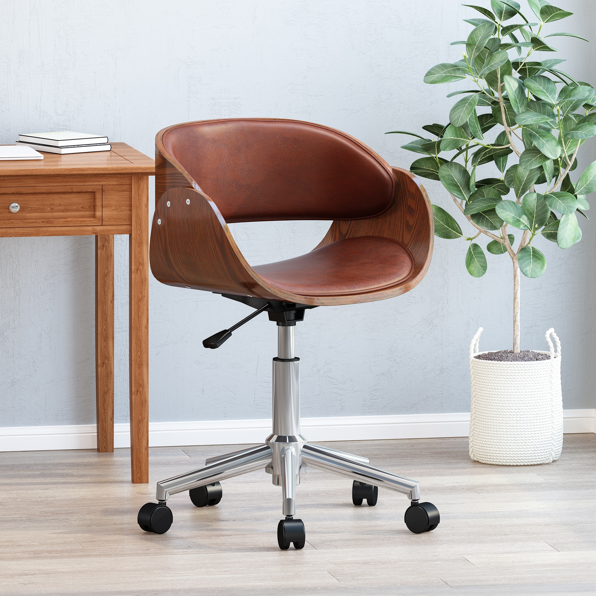 Johnson mid century modern fabric home office chair with chrome base by christopher knight new arrivals home