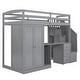 preview thumbnail 11 of 34, Twin Loft Bed with Wardrobe, Desk, Drawers, Cabinet, and Staircase, Grey